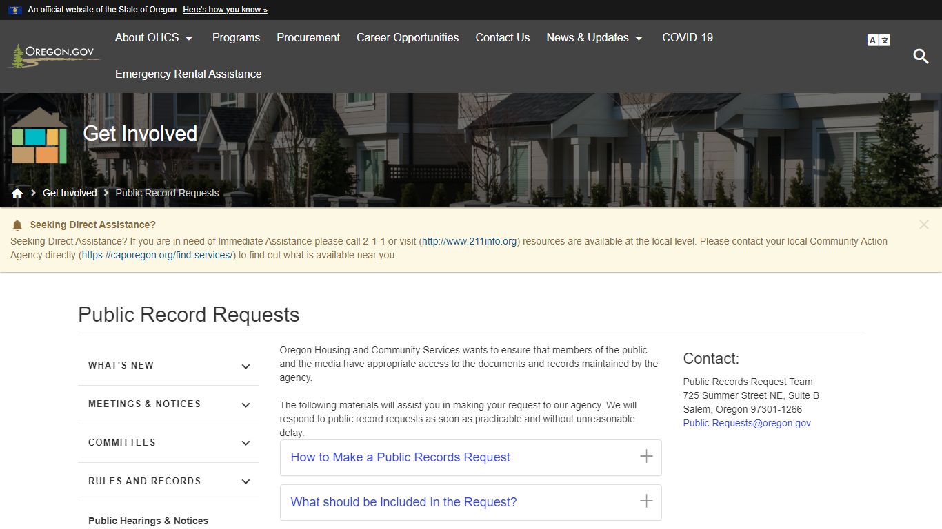 Oregon Housing and Community Services : Public Record Requests : Get ...